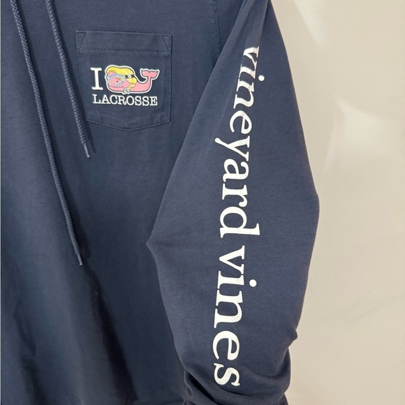 Vineyard Vines Women's Whale Lax Long Sleeve Hoodie Tee T-shirt Lacrosse Navy XS - Picture 9 of 11